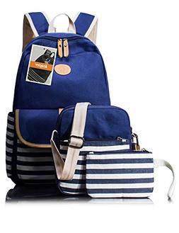 Leaper 3-in-1 Thickened Canvas School Backpack Shoulder Bag 