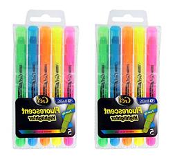 2 Sets of 5 Gel Highlighters, Assorted Fluorescent Colors