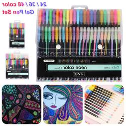 24/36/48 Metallic Neon Gel Pen Set Watercolor Marker Pastel 