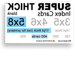 400 SUPER THICK index cards / 5"x8" / 17pt  100lb / blank un