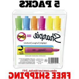 5 PACK- Sharpie Accent Tank Style Highlighter,Chisel Tip,Ass