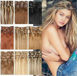 6pcs 20in Thick Weft Clip In Real Remy Human Hair Extensions