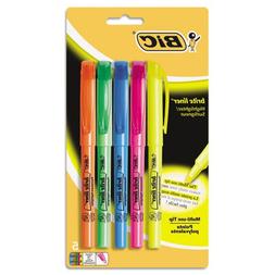 BIC - Brite Liner Highlighter, Chisel Tip, Fluorescent, 5 pe