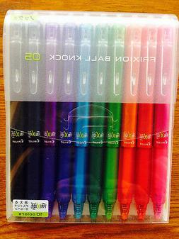 Pilot Frixion Ball Knock 0.5mm Erasable Gel Ink Pens - 10 Co