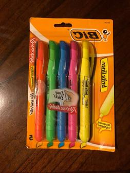 S-retractable Highlighter, Chisel Point, 5/st, Assorted
