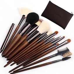 ZOREYA Makeup Brushes 15pc High End Real Walnut Handle Makeu
