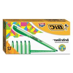 S, 12 Fluorescent Green Highlighters By Bic America