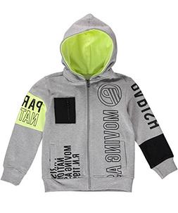 PARISH NATION Big Boy's Full Zip Fleece Hoodie , Gray/Lime)