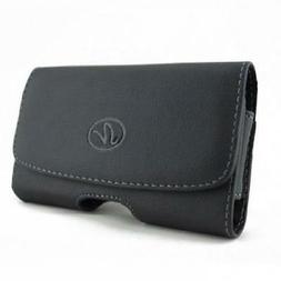 BLACK LEATHER CELL PHONE SIDE CASE COVER POUCH BELT CLIP HOL