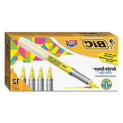 BIC Brite Liner Flex Tip Highlighters, Brush Tip, Yellow, 1 