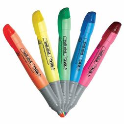 BIC Brite Liner Grip Highlighter, Tank, Chisel Tip, Assorted