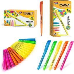 Bic Brite Liner Highlighter, Chisel Tip, Assorted Colors, 24