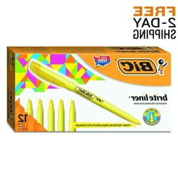 Bic Brite Liner Highlighter, Chisel Tip, Yellow, 12-Count