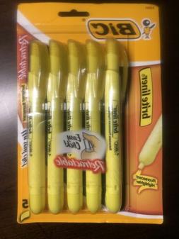 BIC Brite Liner Retractable Highlighter, Chisel Tip, Yellow,