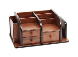 Cherry Brown Office Wooden Desk Organizer with 3 Drawers and