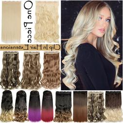 Clip In One Piece Highlight Hair Extensions 17"-30" Real Nat