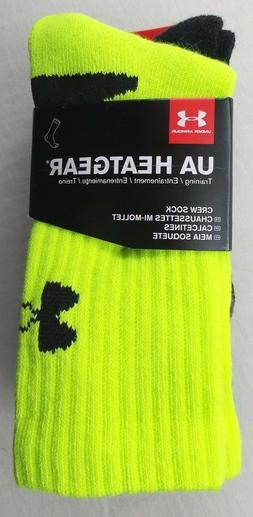 Under Armour Crew Socks 3 Pack Youth Large 4Y-8Y Black Grey 