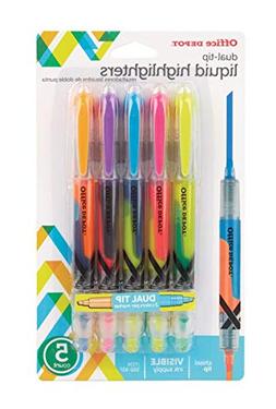 FORAY Dual-End Pen-Style Highlighters, Chisel Point, Assorte