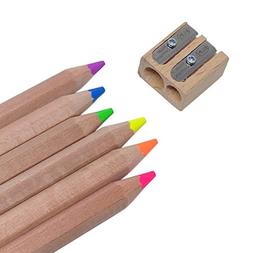 Pencils Jumbo Size Neon Color Pencils With Wooden Sharpener