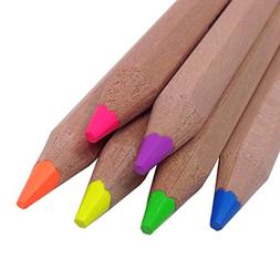 Pencils - New Now With Purple! Set Of 6 Jumbo Size Neon Colo
