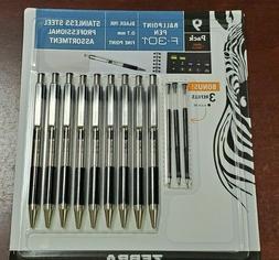 Zebra F-301 Ballpoint Stainless Steel Retractable Pen, Fine 