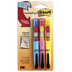: Flag Highlighters, Blue/yellow/pink, 50 Flags Per Pen, 3 P