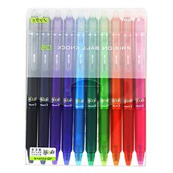 Pilot Frixion Ball Knock Retractable Gel Ink Pen, 0.5mm, 10 