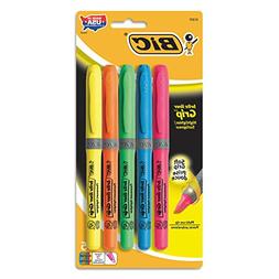 BIC GBLP51ASST Brite Liner Grip Pocket Highlighter, Chisel T
