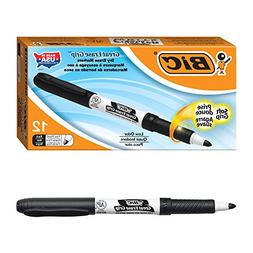 BIC Great Erase Grip Dry Erase Marker, Fine Point, Black, 12