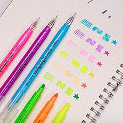 And Gel Pen 2 In 1 Combo Pen Pack, 6 Color Bright Highlighte
