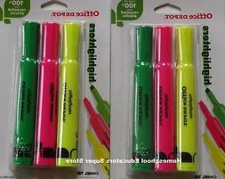 S Assorted Flourescent Colors 6 Pc Chisel Point New