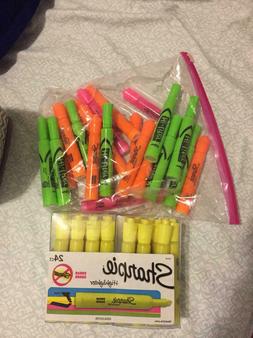 Highlighters, Sharpie, Yellow and other colors and hi-Liter 