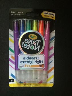 S Crayola Take Note Erasable Highlighters School Supplies 6 