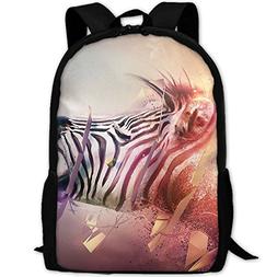 Markui Adult Travel Hiking Laptop Backpack Zebra Head Band F