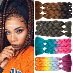 Jumbo Kanekalon Braids 4-TONE Gradient Highlight Rainbow Afr