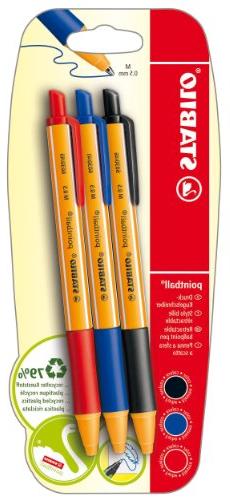 Ballpoint -STABILO pointball Black/Blue/Red