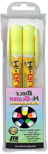 Yasutomo Hi-Glider Gel Stick Highlighter, Yellow, Package of