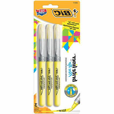 BIC BRITE LINER FELT TIP YELLOW LOT OF 2