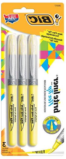 BIC Brite Liner Flex Tip Highlighter, Yellow, 3/pack, Lot of