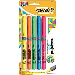 BIC Brite Liner Grip Highlighters, Assorted Colors, Pack of 