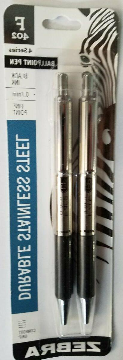 Zebra Pen 29212 Zebra F-402 Ballpoint Stainless Steel Retrac