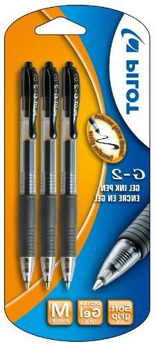 Pilot G2 Retractable Rollerball Gel Pen Pack of 3 - Black