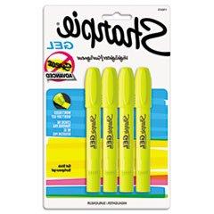 Gel Highlighter, Bullet Tip,Yellow, 4/Pack