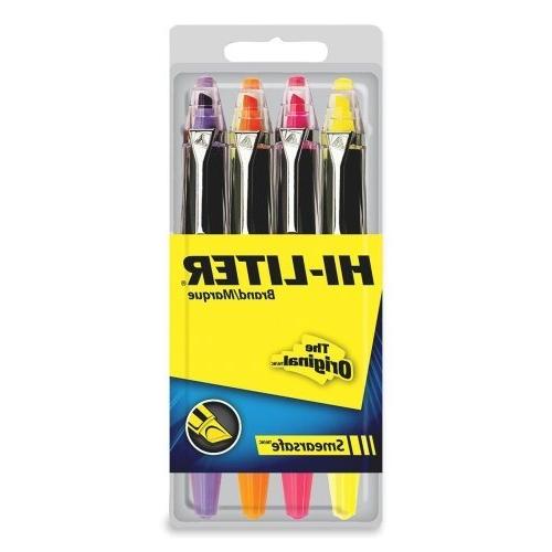 Hi Liter&reg; SmearSafe&trade; Fluorescent Highlighter, Four Color 