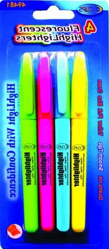 S - 4 Pack - Assorted Colors - Fine Tip