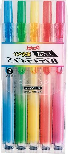 Pentel Knock Highlighter, Handy Line, 5 Color Set 