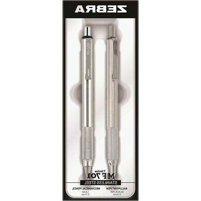Zebra M/F 701 Stainless Steel Mechanical Pencil and Ballpoin