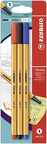 STABILO point88 fineliners, Blistercard of 3 Colours, red, B