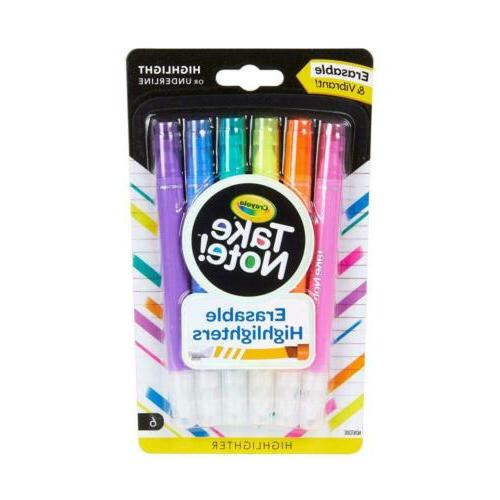 Crayola Take Note! Erasable Highlighters, School Supplies, 6