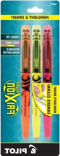 Frixion Lite Erasable Highlighter, Assorted Ink, Chisel, 3 p